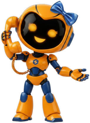 Betty the BotBuilder holding a telephone